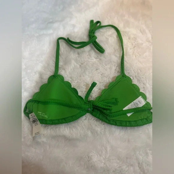 NWT Aerie Waffle Scalloped String Triangle Bikini Top - Picture 4 of 6